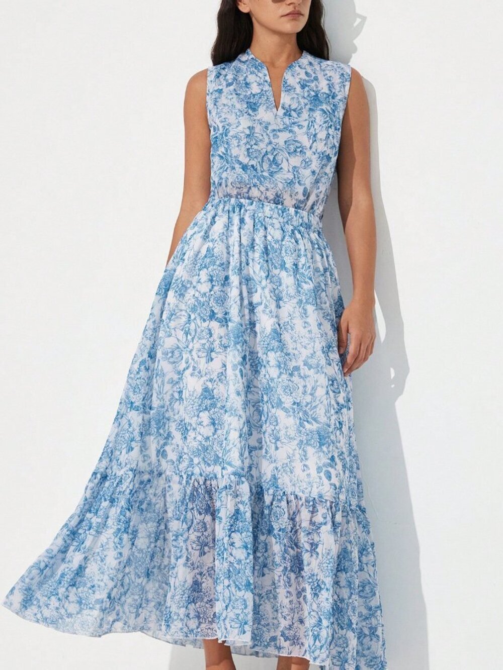 Multicolor Elegant Women's floral Print Maxi skirt and top set coord set